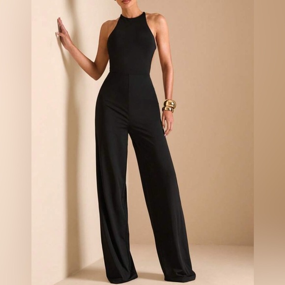 NEW Open Back Black Jumpsuit - Picture 3 of 4